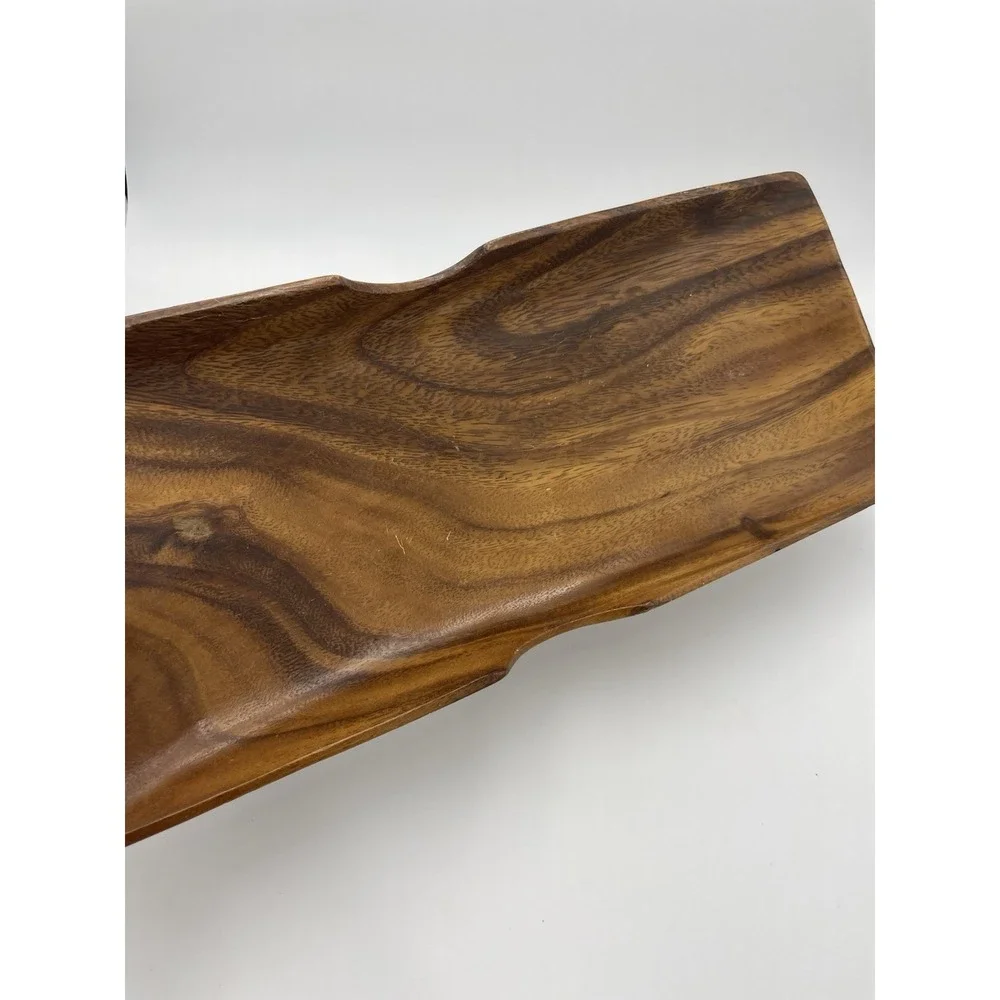 Mid Century Vintage Rectangle Wooden  Bowl Tray 15